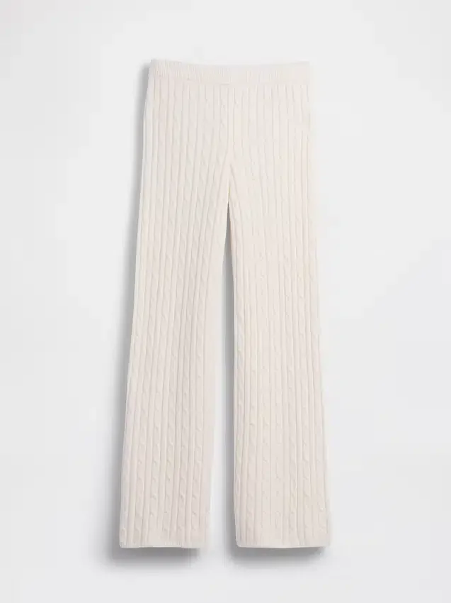 CashSoft Relaxed Cable-Knit Sweater Pants