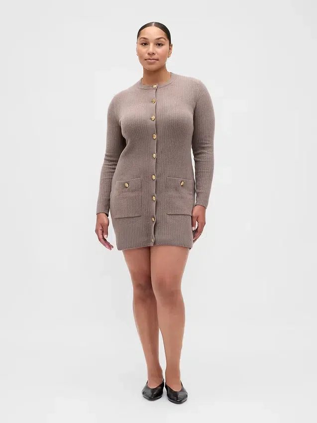 CashSoft Rib Pocket Mini Svetr Šaty