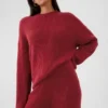 CashSoft Shaker-Stitch Svetr s proplétaným vzorem v kombinaci s kalhotami