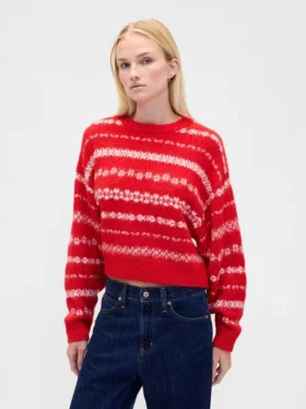 Chlupatý oversized svetr s kulatým výstřihem