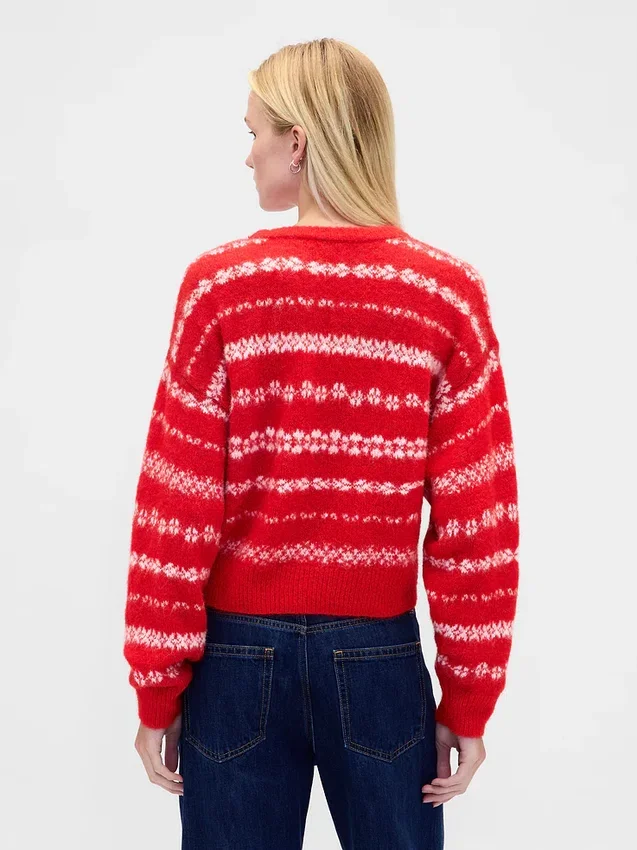 Chlupatý oversized svetr s kulatým výstřihem