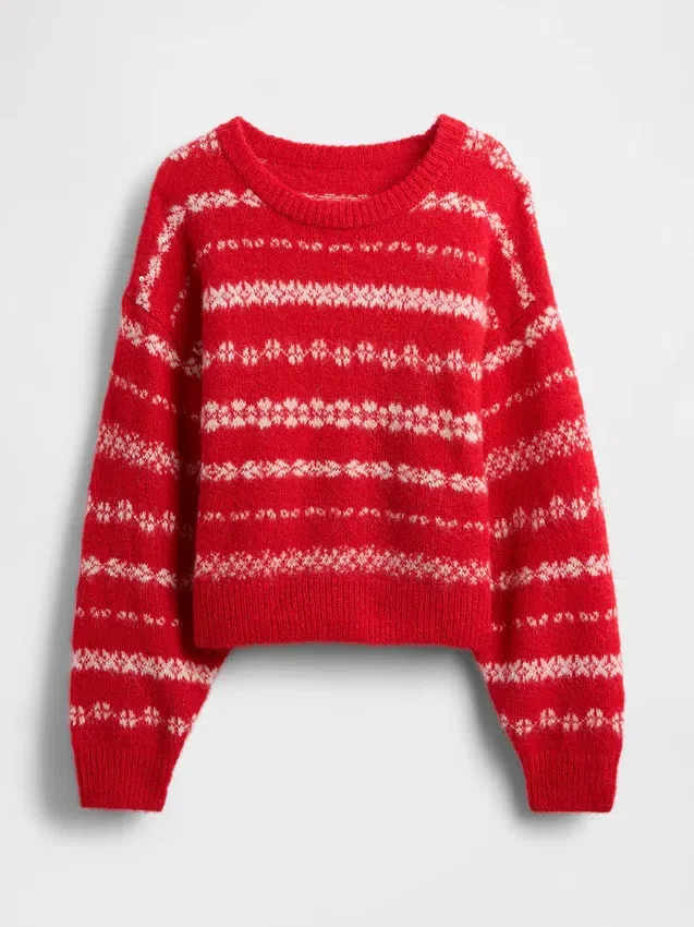 Chlupatý oversized svetr s kulatým výstřihem