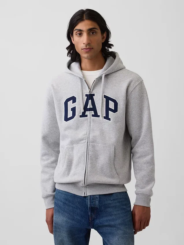 Dámská mikina s kapucí a zipem Vintagesoft Arch Logo