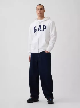 Dámská mikina s kapucí a zipem Vintagesoft Arch Logo