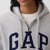 Dámská mikina s kapucí a zipem Vintagesoft Arch Logo