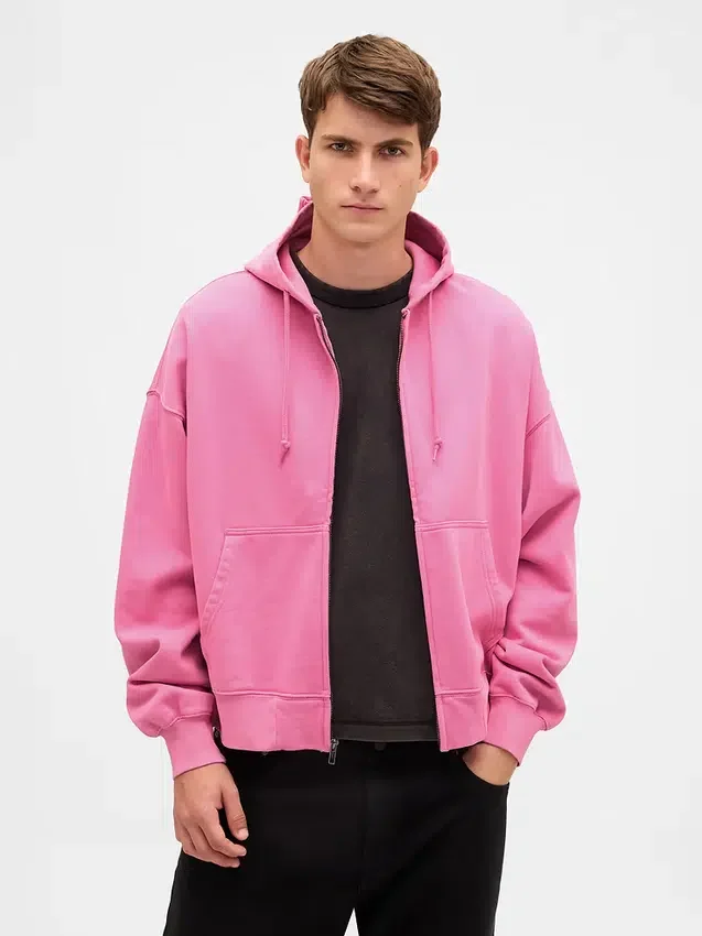Dámská oversized mikina s kapucí a zkráceným střihem
