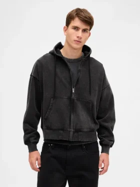 Dámská oversized mikina s kapucí a zkráceným střihem