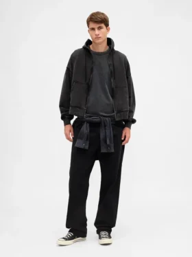 Dámská oversized mikina s kapucí a zkráceným střihem