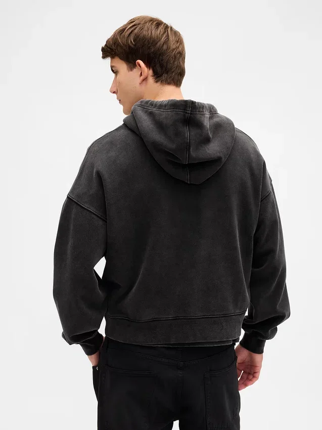 Dámská oversized mikina s kapucí a zkráceným střihem
