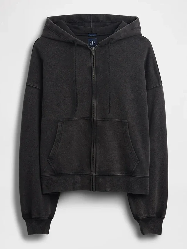 Dámská oversized mikina s kapucí a zkráceným střihem
