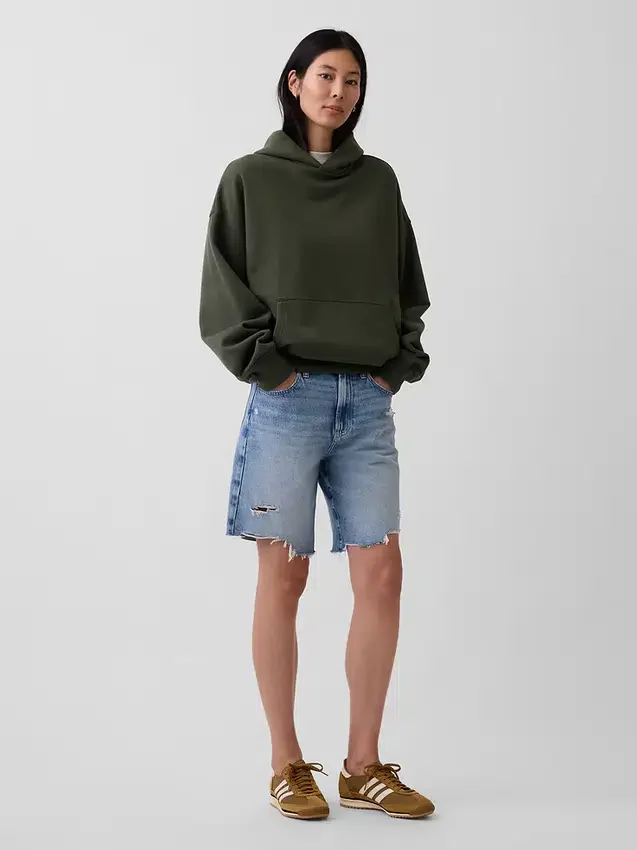 Dámská oversized mikina s kapucí z těžké látky