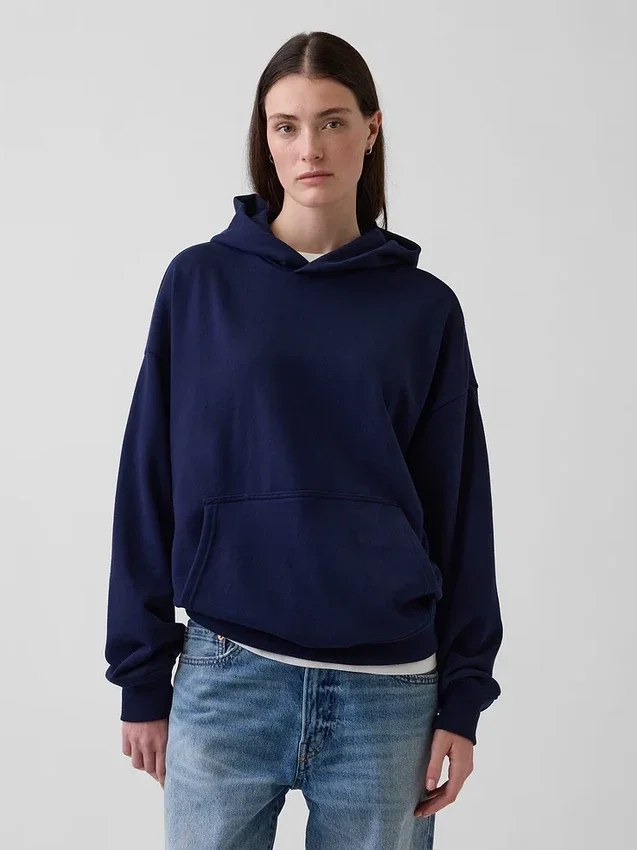 Dámská oversized mikina s kapucí z těžké látky