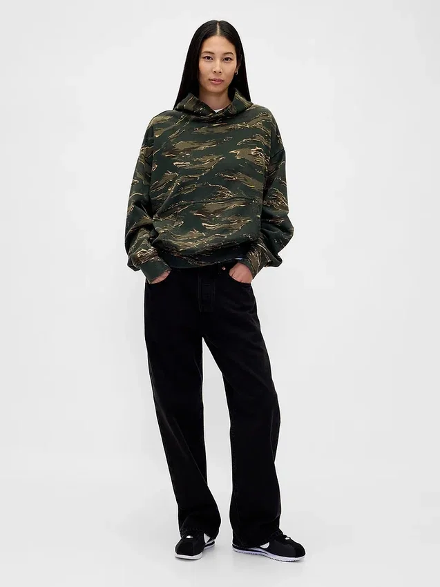 Dámská oversized mikina s kapucí z těžké látky