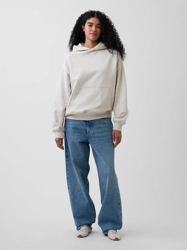Dámská oversized mikina s kapucí z těžké látky