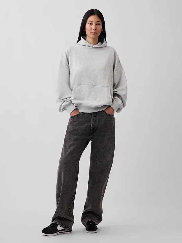 Dámská oversized mikina s kapucí z těžké látky