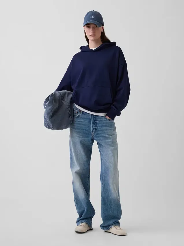 Dámská oversized mikina s kapucí z těžké látky