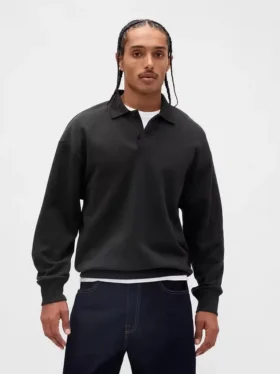 Dámská oversized polokošile s límečkem z těžkého materiálu