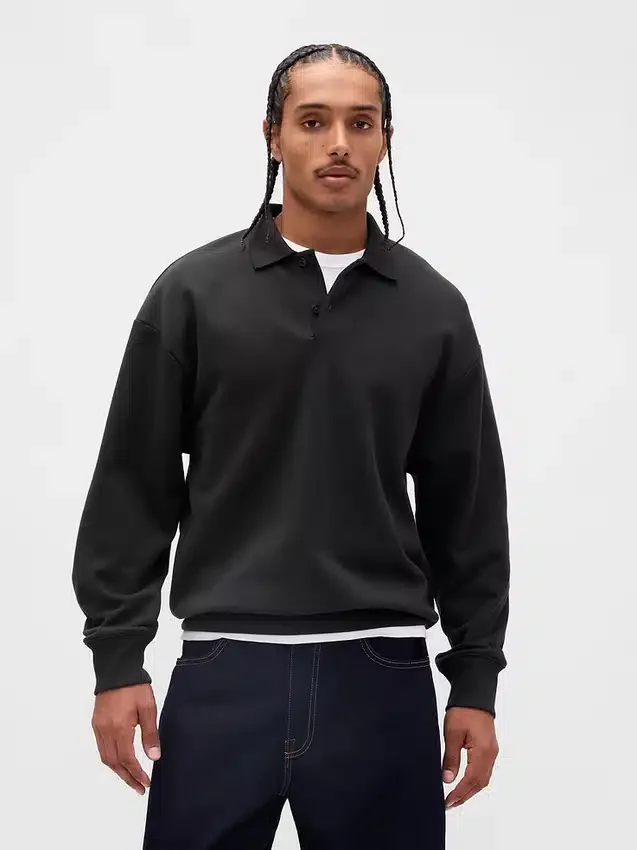 Dámská oversized polokošile s límečkem z těžkého materiálu