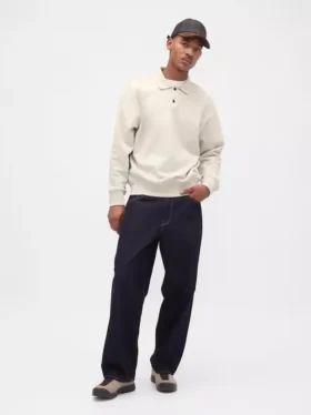 Dámská oversized polokošile s límečkem z těžkého materiálu
