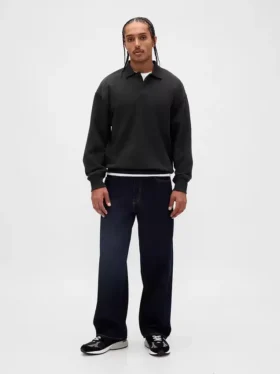 Dámská oversized polokošile s límečkem z těžkého materiálu