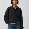 Dámská oversized polokošile s límečkem z těžkého materiálu