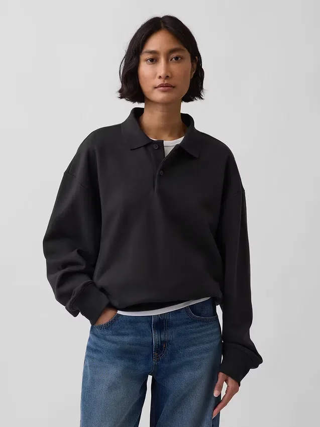 Dámská oversized polokošile s límečkem z těžkého materiálu