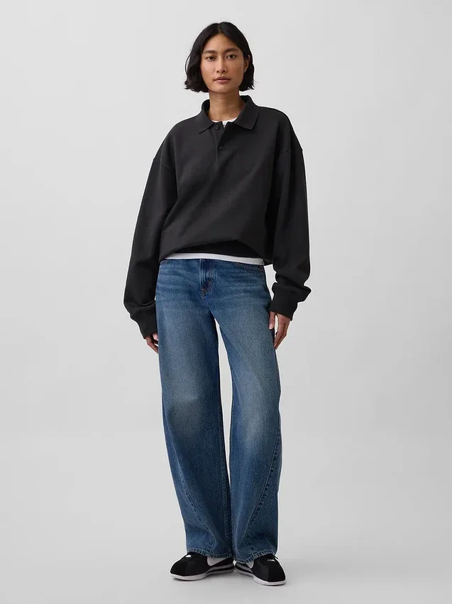 Dámská oversized polokošile s límečkem z těžkého materiálu
