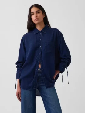 Džínová košile s volnými rukávy v oversized střihu