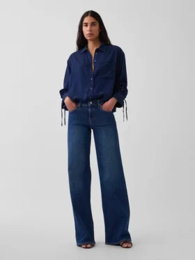 Džínová košile s volnými rukávy v oversized střihu