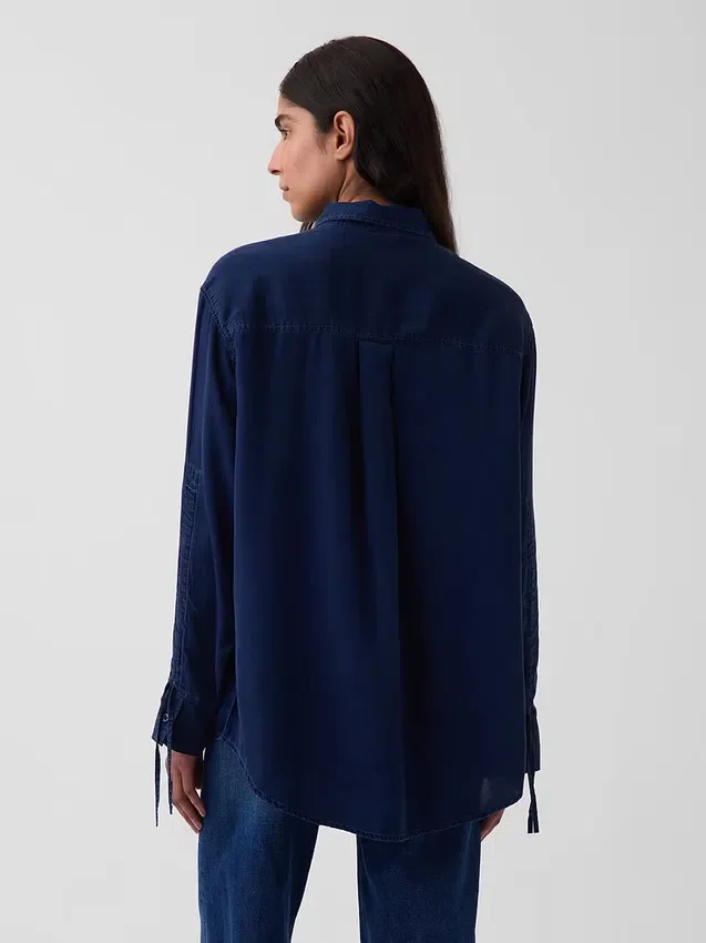 Džínová košile s volnými rukávy v oversized střihu