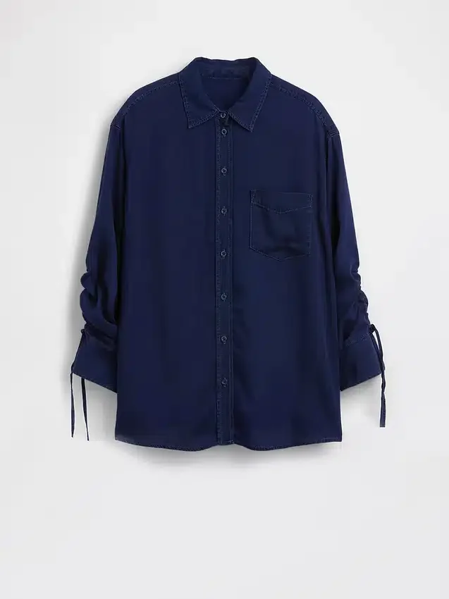 Džínová košile s volnými rukávy v oversized střihu