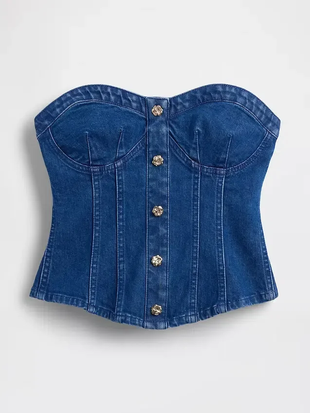Džínový korzetový top GAP × Hfr od Atelier Ndigo