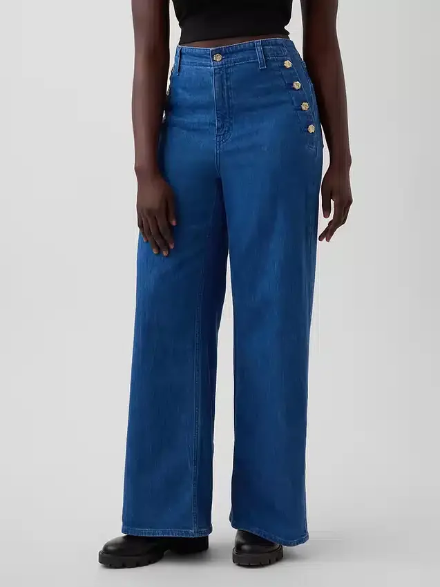 Džíny GAP × Hfr High Rise Pintuck Stride Wide-Leg od Atelier Ndigo