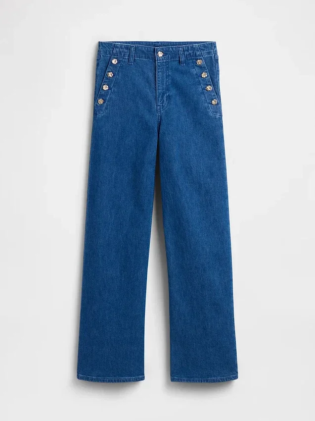 Džíny GAP × Hfr High Rise Pintuck Stride Wide-Leg od Atelier Ndigo