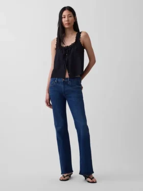 Džíny s středním pasem a volným střihem typu bootcut
