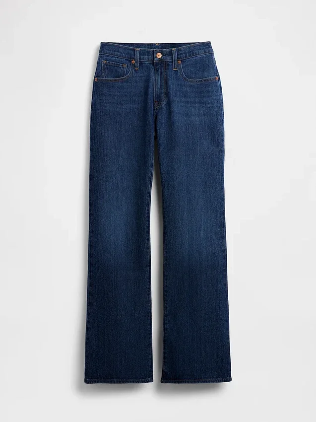 Džíny s středním pasem a volným střihem typu bootcut