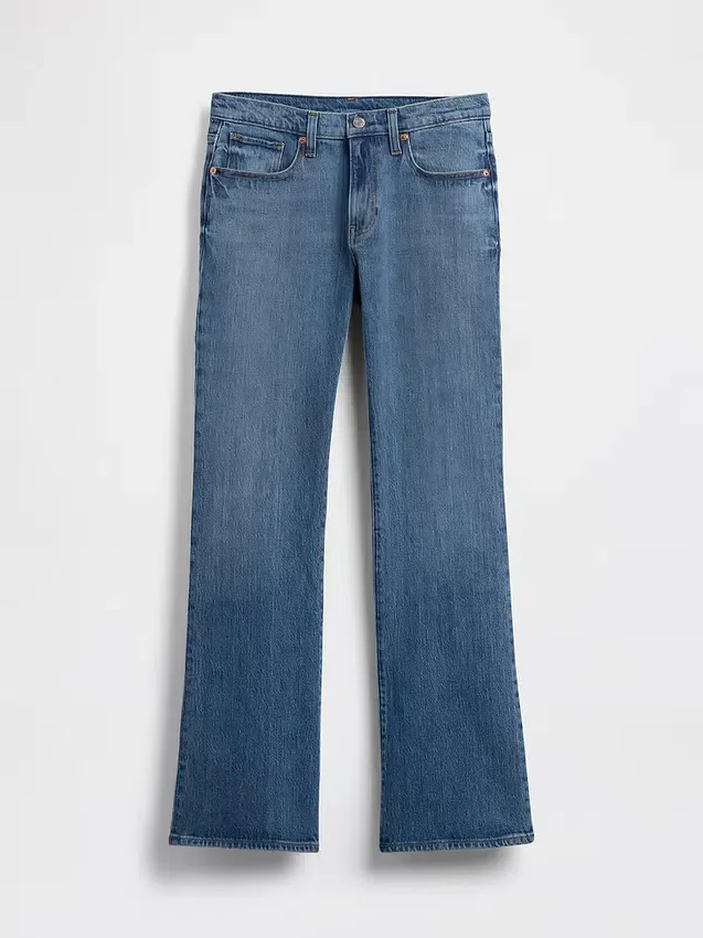 Džíny s středním pasem a volným střihem typu bootcut