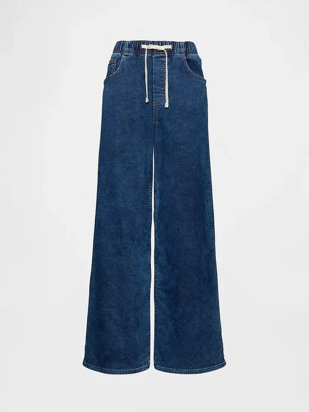 Džíny s volným střihem a středně vysokým pasem z pleteného denimu