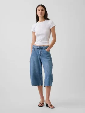 Džíny s vysokým pasem a páskem ve stylu culotte