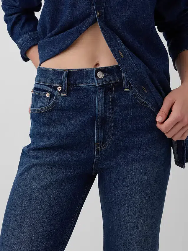 Džíny s vysokým pasem ve stylu 90. let, úzké, rovné a zkrácené