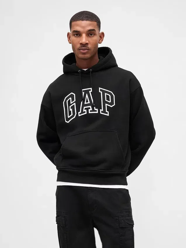 Dospělá mikina s kapucí z extra silného francouzského froté s oversized logem