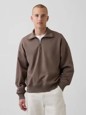 Dospělácká těžká oversized mikina s čtvrtinovým zipem