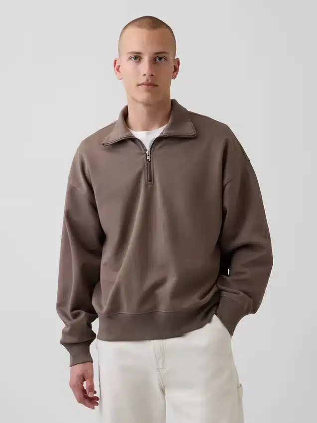 Dospělácká těžká oversized mikina s čtvrtinovým zipem
