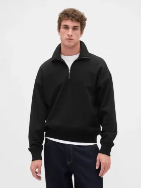 Dospělácká těžká oversized mikina s čtvrtinovým zipem