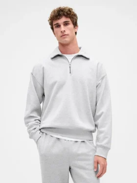 Dospělácká těžká oversized mikina s čtvrtinovým zipem