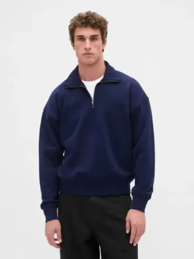 Dospělácká těžká oversized mikina s čtvrtinovým zipem