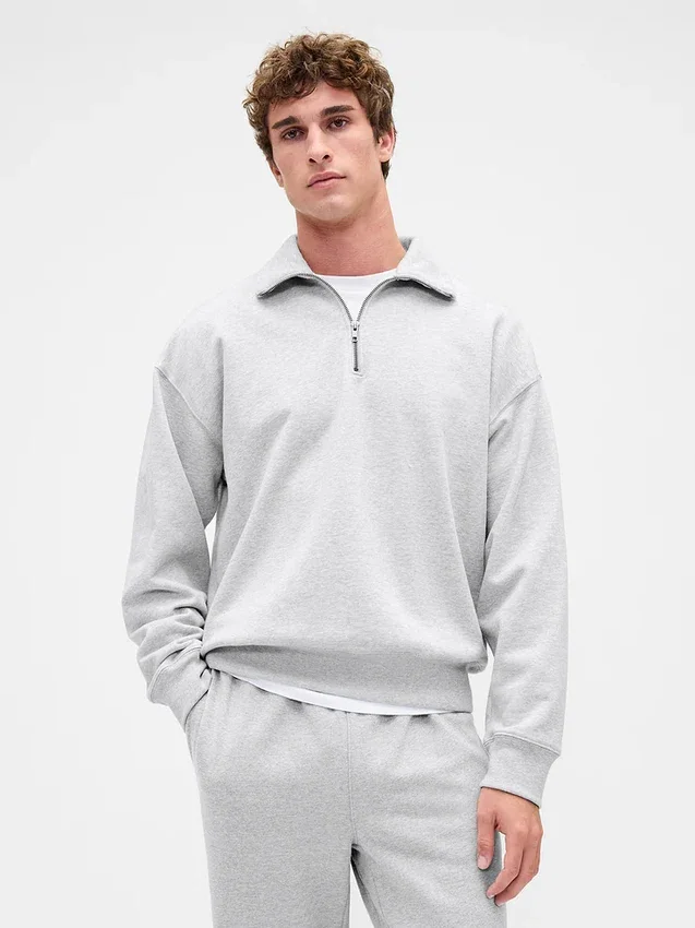 Dospělácká těžká oversized mikina s čtvrtinovým zipem