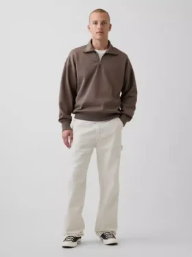 Dospělácká těžká oversized mikina s čtvrtinovým zipem
