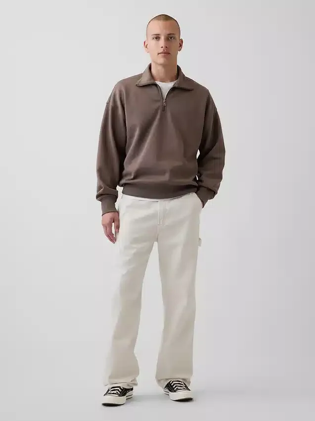Dospělácká těžká oversized mikina s čtvrtinovým zipem