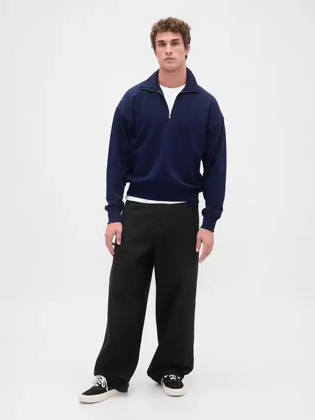 Dospělácká těžká oversized mikina s čtvrtinovým zipem
